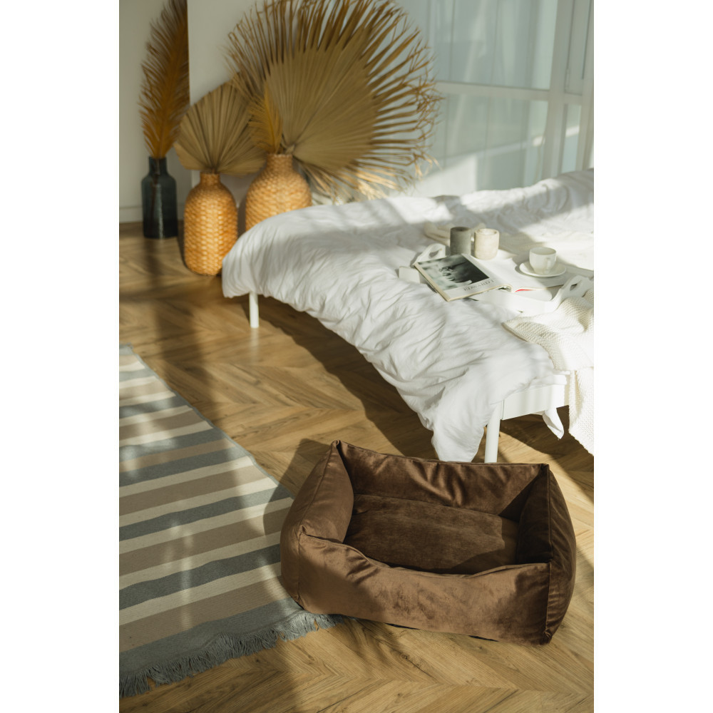 Лежанка для домашних животных собак и кошек велюр Incor Коричневый XXL (110/80/22) Киев - изображение 5