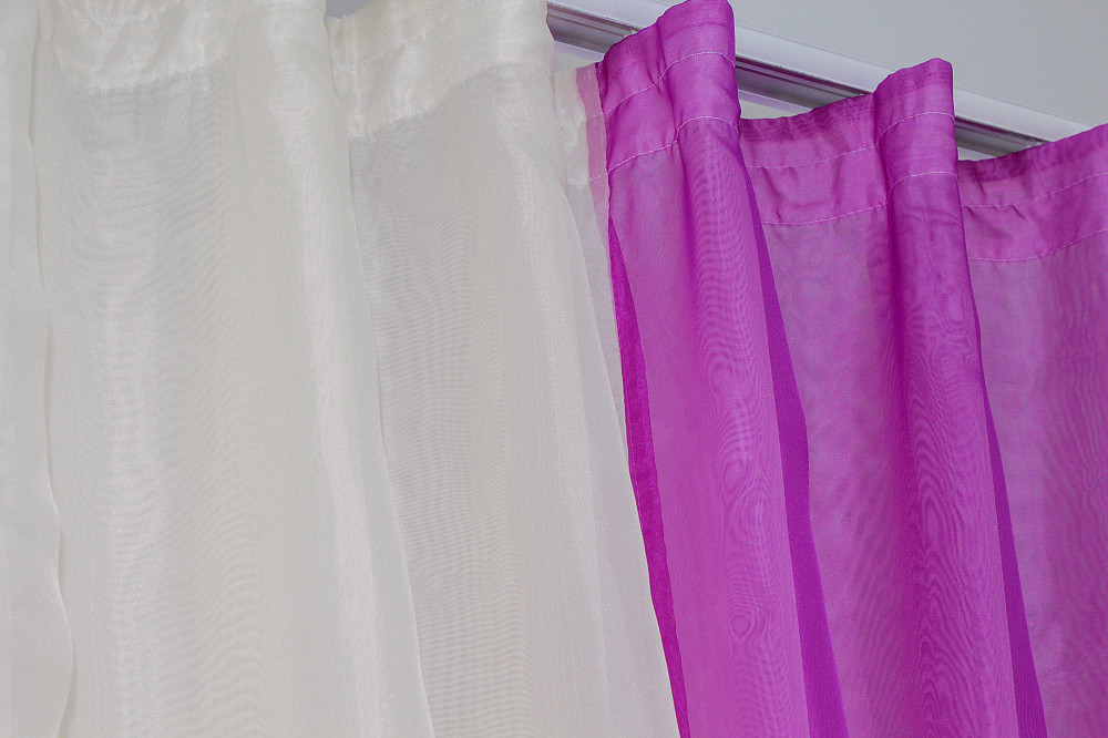 Кухонний комплект VR-Textil № 038к шторки і тюль фуксія з бежевим 280х170 см (50-031) Київ - фото 4
