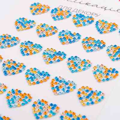 Набор для творчества Santi Серця синьо-жовті зі страз самоклеючих 9х15 см (743032) Винница