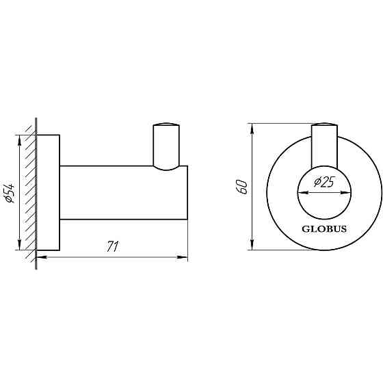 Гачок одинарний Globus Lux SS 8411 SUS304 (000018158) Київ