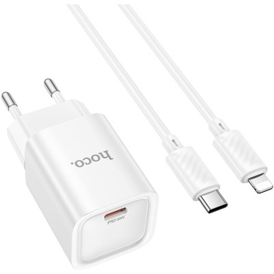Зарядний пристрій HOCO C148A Charm USB-C PD30W + cable USB-C to Lightning White (6942007630313) Вінниця - фото 1
