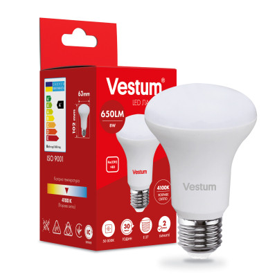 Лампочка Vestum LED R63 8W 4100K 220V E27 (1-VS-1403) Вінниця - фото 1