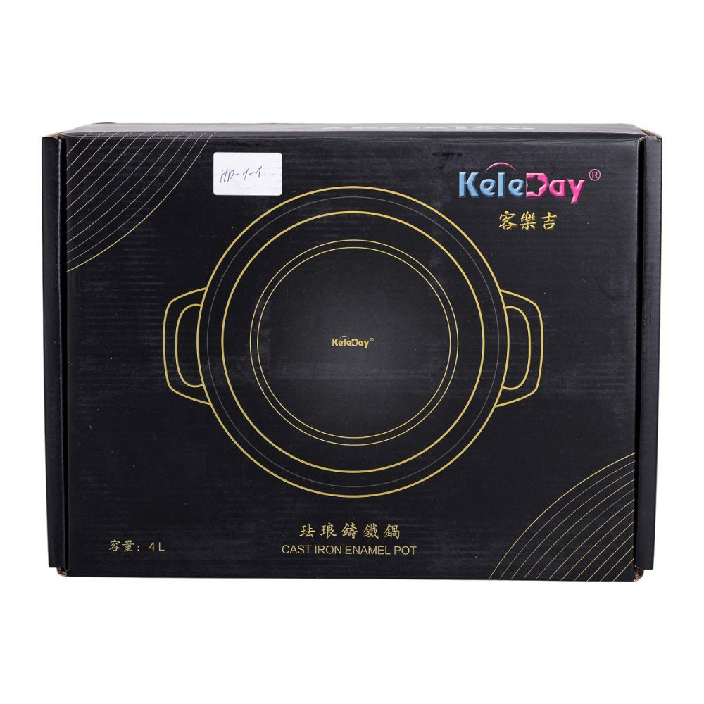 Каструля чавунна емальована 3,5 л з кришкою Ø24 см Зелена HP-1-1 Київ - фото 6