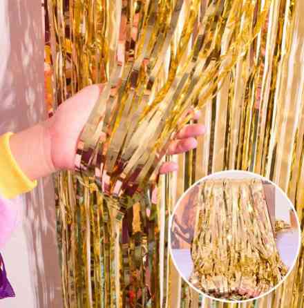 Дощик для фотозони новорічний святковий 2м на 1м золотистий Київ