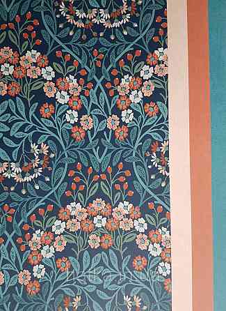 Шпалери флізелінові еко Rasch Sophia 0.53х10 рослинний принт квіти маленькі польові теракотові на синьому Київ