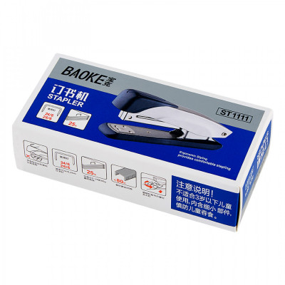 Степлер Baoke металевий, 25 аркушів, скоби №24/6, 26/6, асорті (STAP-BAO-ST1111) Вінниця - фото 3