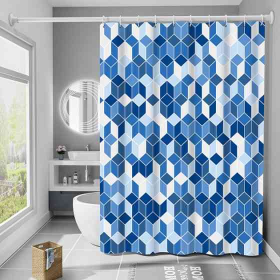 Шторка для ванны из полиэстера водонепроницаемая 180x180 см с кольцами, занавеска для ванной комнаты и душевой Каменец-Подольский