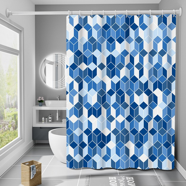 Шторка для ванны из полиэстера водонепроницаемая 180x180 см с кольцами, занавеска для ванной комнаты и душевой Каменец-Подольский - изображение 3