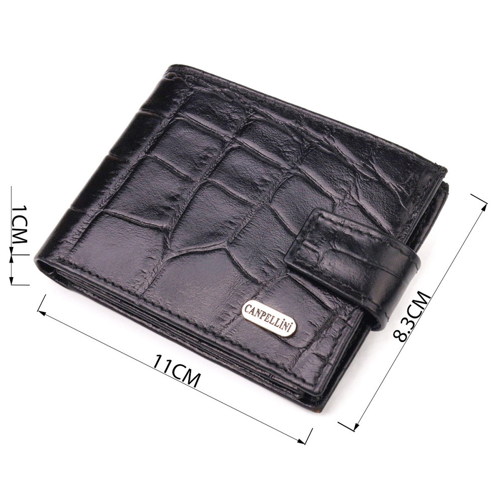 Кошелек мужской из натуральной фактурной кожи CANPELLINI 21511 Черный Киев - изображение 3