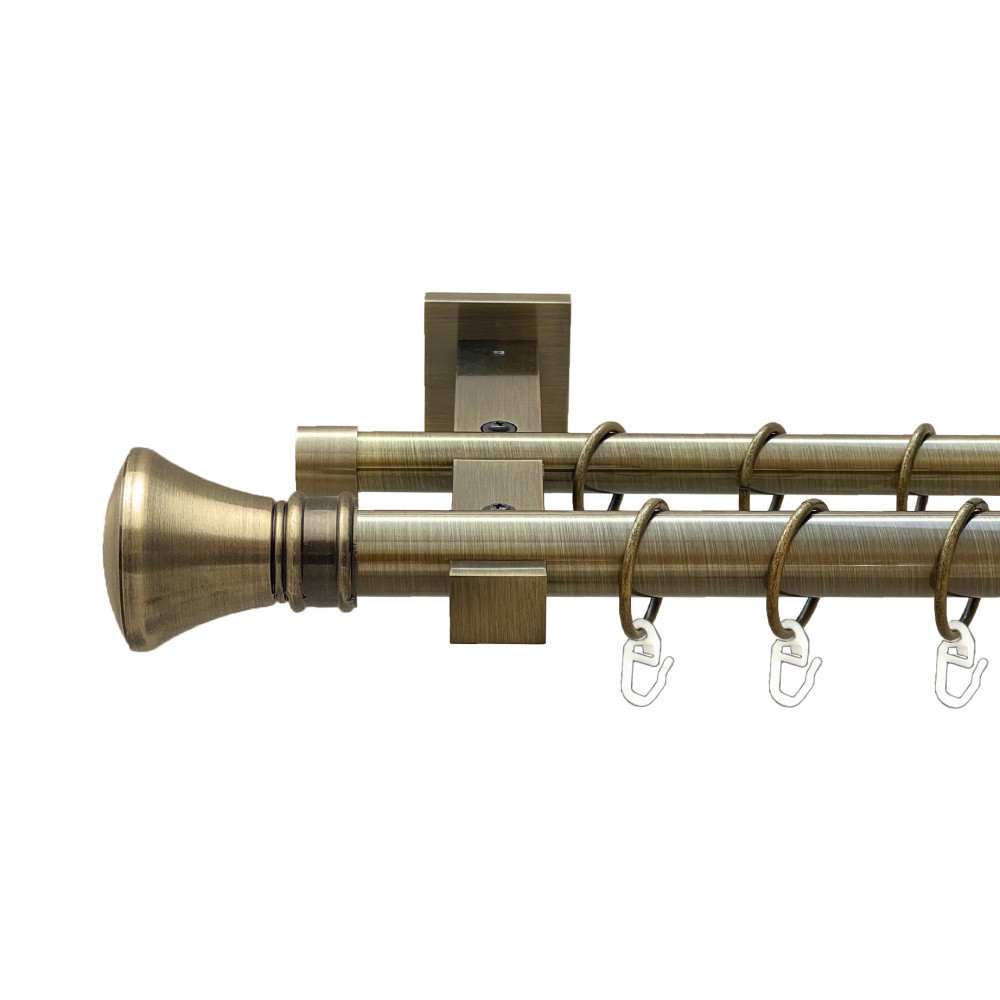 Карниз Orvit Люксор металевий дворядний техно гладка труба кільце металеве Антик 25\19 мм 200 см (00-00026009) Львів - фото 1