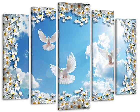 Модульна картина у вітальню / спальню Небо Ромашки Art-371_5 ( 80х118см ) Київ