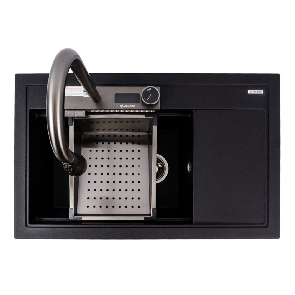 VALESO Гранітна мийка VALESO ATRUM 7950 матова Чорний металік Киев - изображение 1