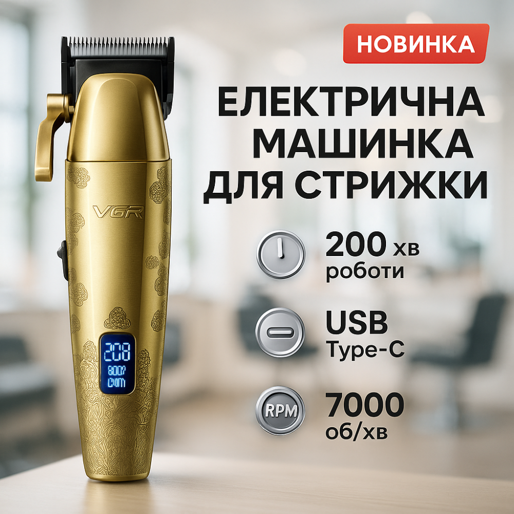 Профі машинка для стрижки волосся VGR V-036, Машинка для стрижки волосся потужна Тример скронь KY-45 Львів - фото 15
