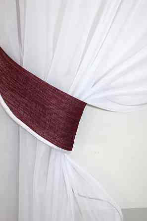 Кухонні штори VR-Textil № 091к з ламбрекеном і підв'язками бордовий з білим 270х170 см (52-0096) Київ