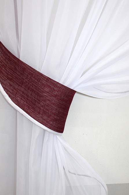 Кухонні штори VR-Textil № 091к з ламбрекеном і підв'язками бордовий з білим 270х170 см (52-0096) Київ - фото 3