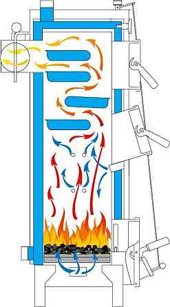 Твердопаливний котел Тивер КТ-24-ВУ сталь 5 мм котел з великою топкою на дровах 24 кВт до 220 м2 задній димохід Україна Тернопіль