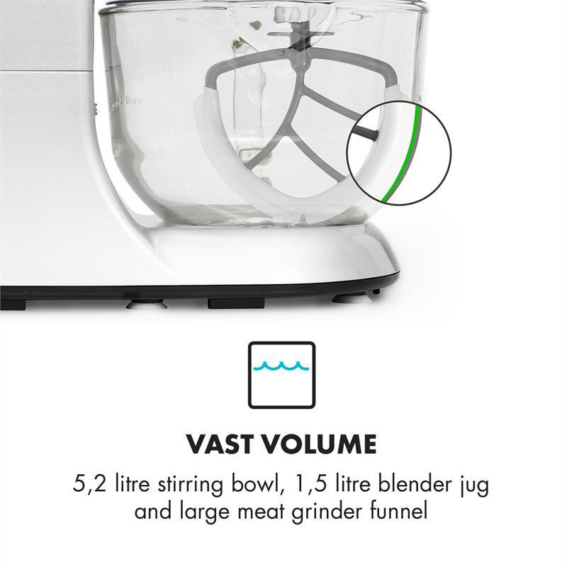 Кухонний комбайн Lucia Argentea 2G, блендер-м'ясорубка, 1300 Вт, без BPA, сріблястий (Німеччина, читати Рівне - фото 4