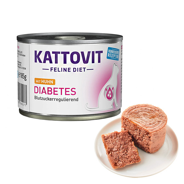 Kattovit Veterinary Diabetes КАТТОВІТ ДІАБЕТ повнораціонний вологий лікувальний корм для котів із цукровим діабетом і ожирінням, банка 185г Київ - фото 1