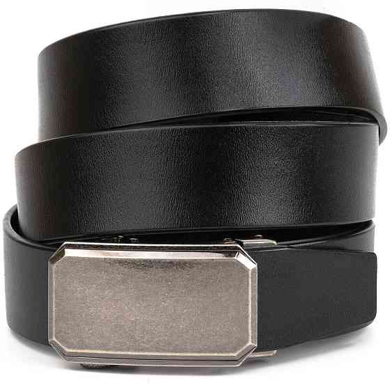 Ремень мужской c угловатой пряжкой Vintage 20274 Черный Киев