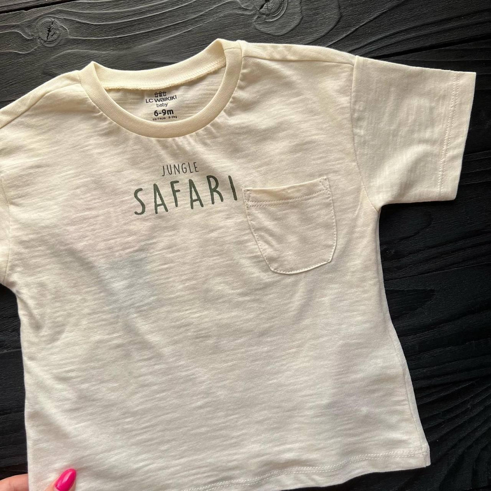 Дитячий Костюм Футболка (Беж) та Штани(з Принтом) Для Хлопчика LC Waikiki 12-18міс (80-86см) Київ - фото 2