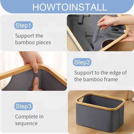 Комплект корзин для белья, складные, бамбуковые, с ручками, бежевые, тканевые Каменец-Подольский