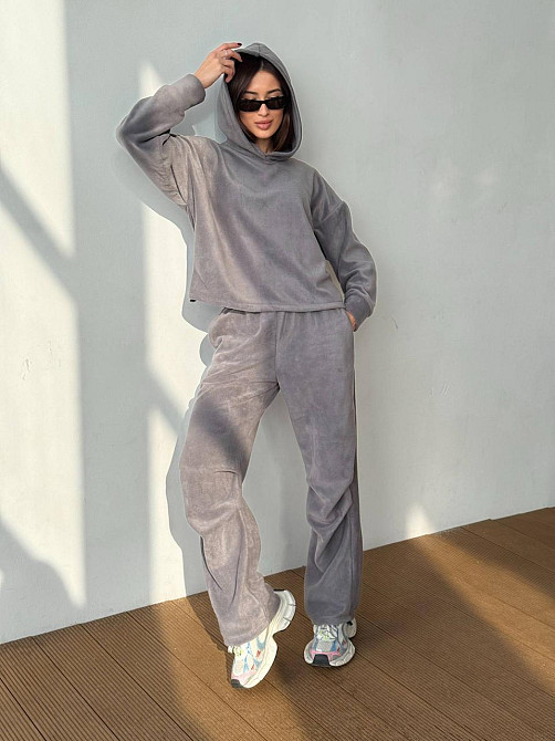 Флісовий жіночий костюм із капюшоном Сірий 42/46 Харків - фото 1