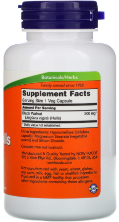 Чорний горіх шкаралупа Now Foods Black Walnut 100 капс Київ