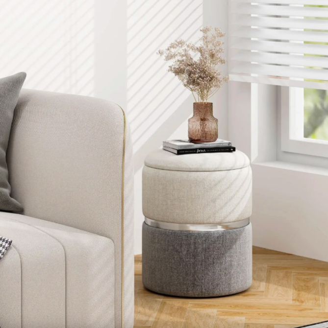 Пуф Costway Rosana велюровий комплект 2 штуки сірий Киев - изображение 8