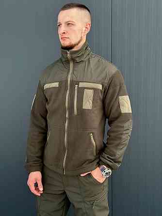 Якісна чоловіча тактична тепла кофта оливкового кольору тактична фліска для змійок Militari   WAR Львів