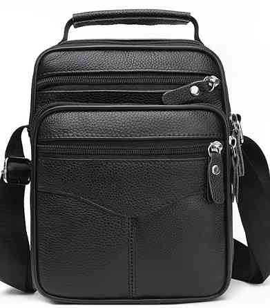 Чоловіча шкіряна сумка через плече Bexhill чорна Київ