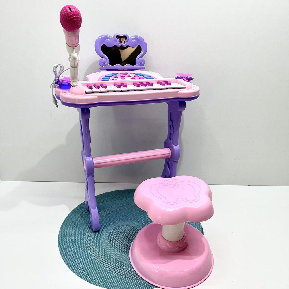 Піаніно синтезатор музичний зі стільчиком 25 клавіш з MP3 мікрофоном та регулятором гучності Рожевий (J92-01) Чернігів - фото 2