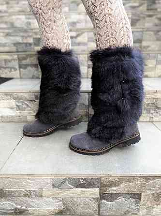 TopS Унти жіночі TopS сірі натуральна замша хутро (висота 26см обхват 32-33см стелька 24.5-26см Коломыя