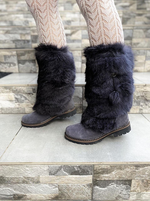 TopS Унти жіночі TopS сірі натуральна замша хутро (висота 26см обхват 32-33см стелька 24.5-26см Коломыя - изображение 2