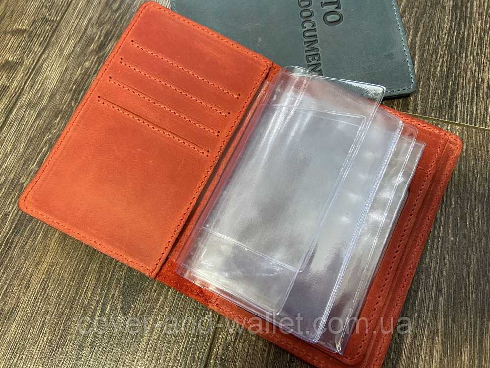 Жіноча червона шкіряна обкладинка для водійських документів ST Leather Київ - фото 2