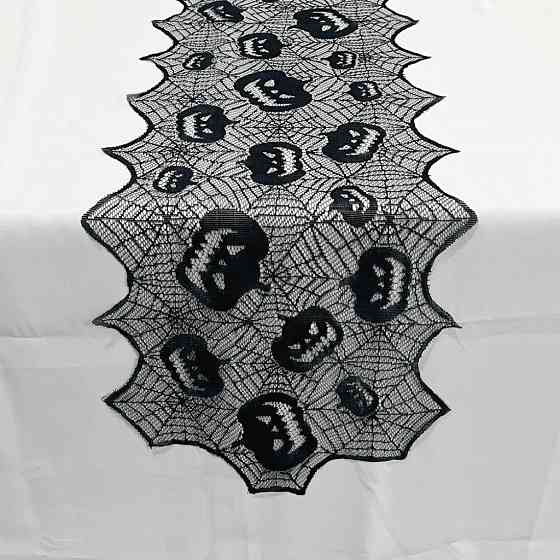 Скатертина на Хелловін Гарбузи 180 на 40 см чорний Київ