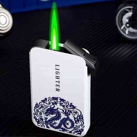 Газовая зажигалка белая | Пьезо зажигалка с зеленым пламенем a3 Одесса