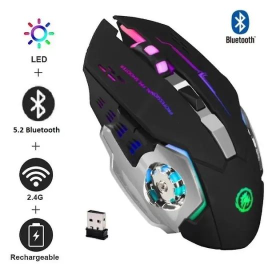 Безпровідна ігрова мишка T2 RGB підсвічування USB Charge + Bluetooth безшумна з вбудованим акумулятором Black Запоріжжя