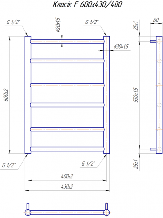 Водяна рушникосушарка Mario Класік F 600x430/400 Київ