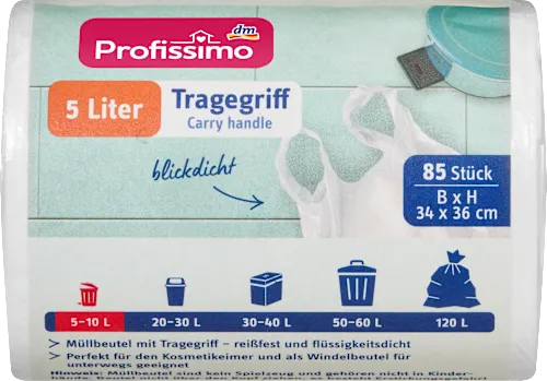 Profissimo Müllbeutel 5 l mit Tragegriff 85 St Мусорные пакеты 5 л с ручкой для переноски Львов