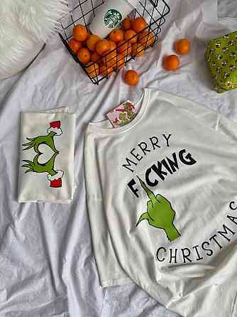 Унисекс новогодняя стильная футболка с принтом хлопок. Одесса