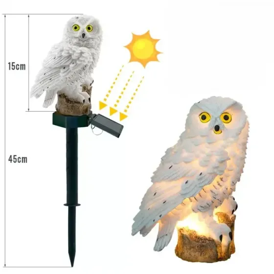 Фонарь садовый Сова с солнечной панелью WHITE Коломия