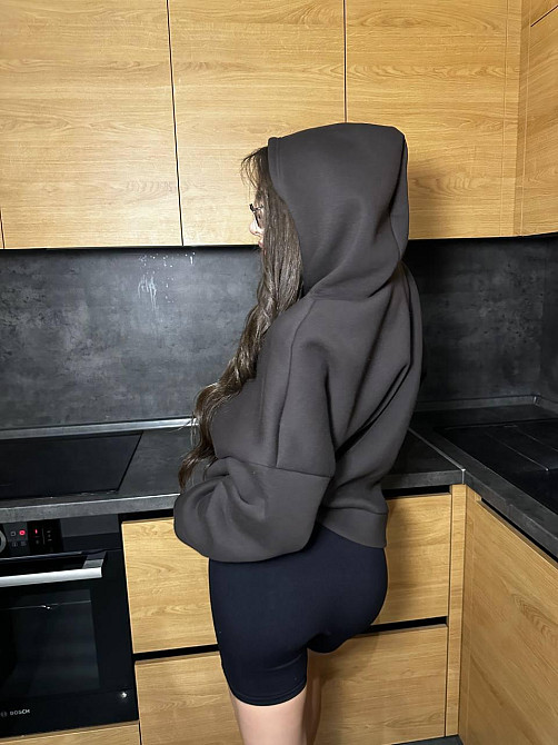 Жіноча повсякденне тепле худі вільного крою тринитка на флісі ПІН'Є Шоколад Одеса - фото 4