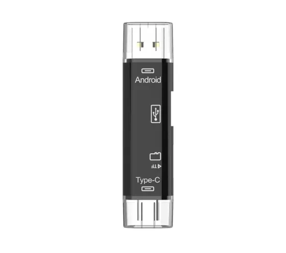 Багатофункціональний адаптер хаб кардрідер 5в1 Type-C Android USB 2.0 Black Запоріжжя