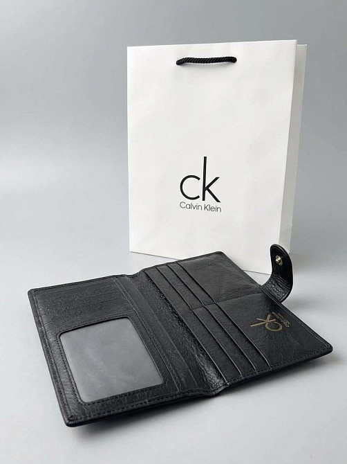 Чоловічий довгий шкіряний гаманець на кнопці Calvin Klein (1342) Київ - фото 8