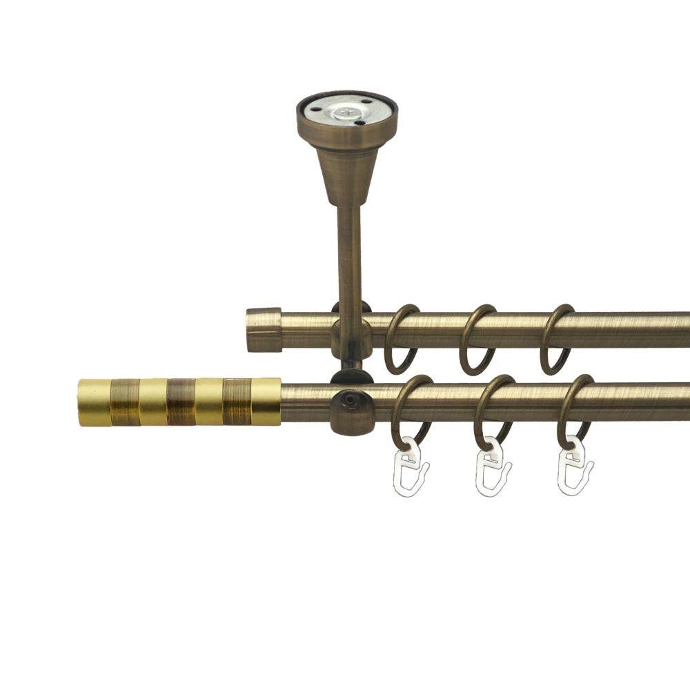 Карниз Orvit Сігма металевий дворядний відкритий до стелі гладка труба кільце металеве Антик 16\16 мм 160 см (00-00016959) Львів - фото 1