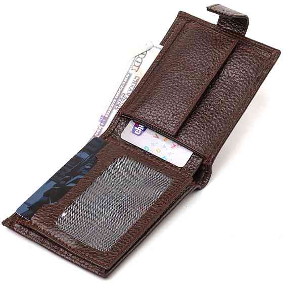 Ідеальне портмоне для чоловіків із натуральної зернистої шкіри CANPELLINI 21881 Коричневе Київ