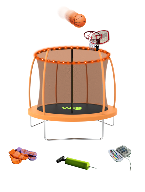 Батут WCG 245 см із внутрішньою захисною сіткою та LED підсвіткою 8FT (W-0803) Київ - фото 1