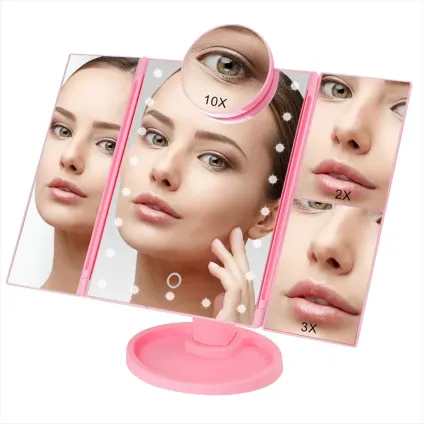 Зеркало тройное для макияжа Superstar Magnifying Mirror с LED-подсветкой прямоугольное с увеличением Коломия