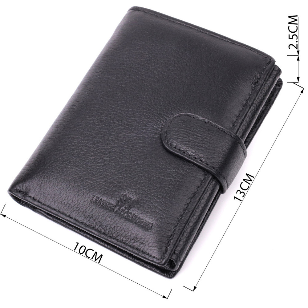 Солидный мужской бумажник вертикального формата из натуральной кожи ST Leather 22462 Черный Киев - изображение 3