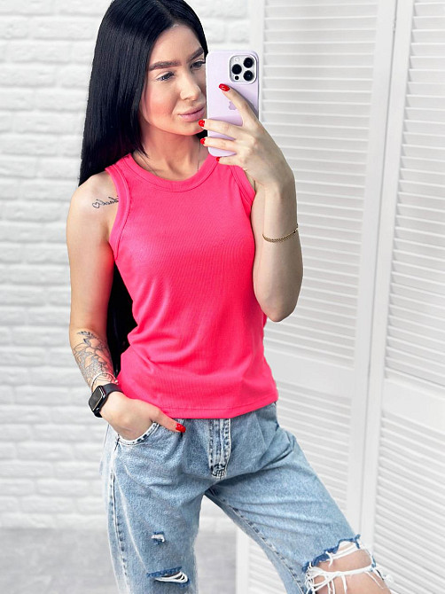 Майка жіноча рубчик Effy 42-44, Рожевий (неон) Київ - фото 2